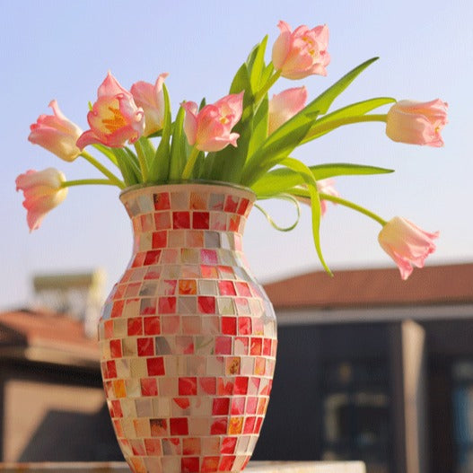 Pink Mosaic Glass Vase