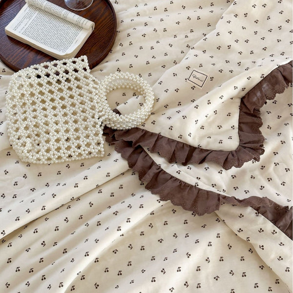 Chocolate & Cherry Summer Quilted Blanket