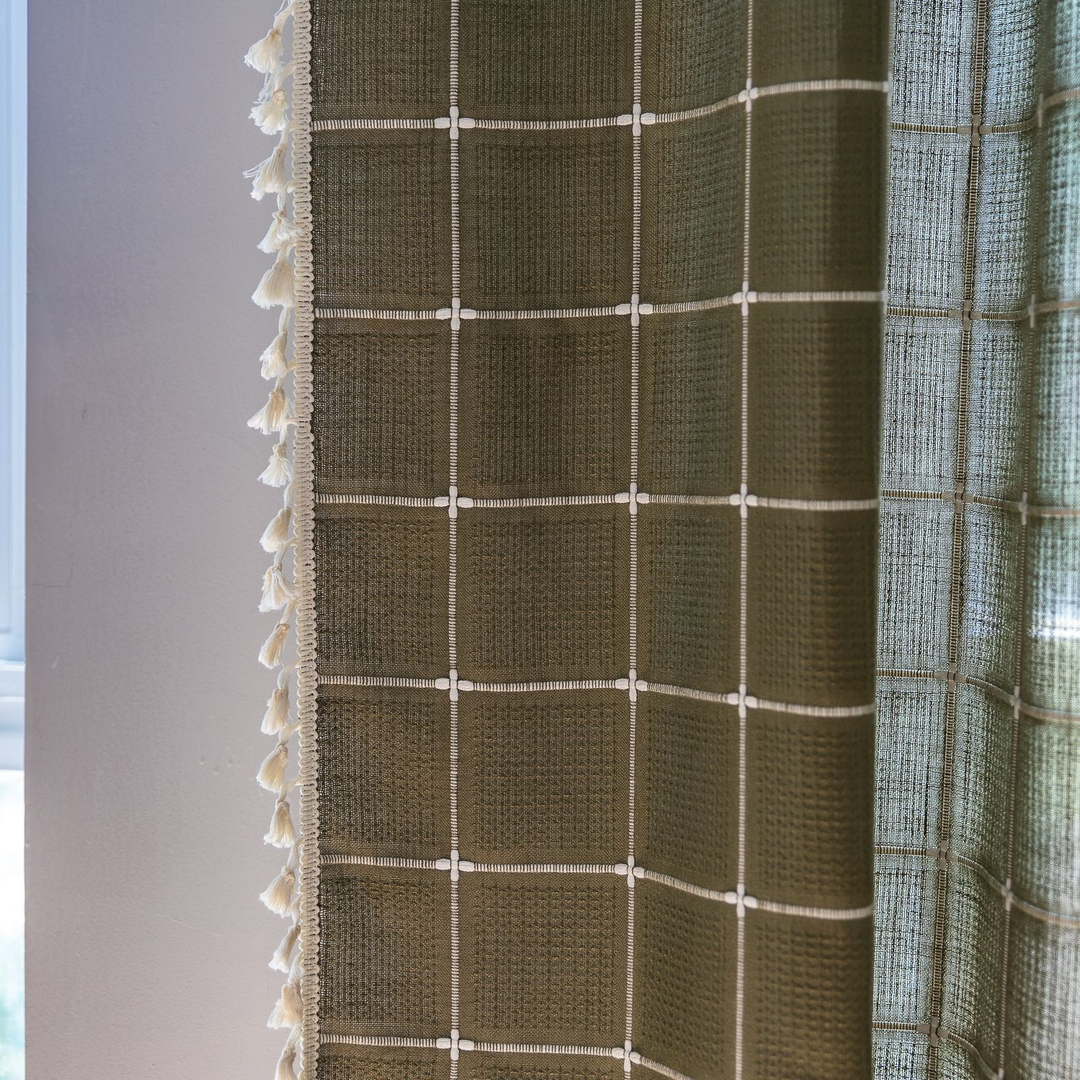 Sunlit Check Fringe Curtain