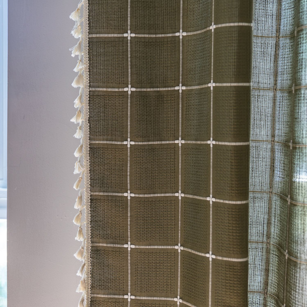 Sunlit Check Fringe Curtain