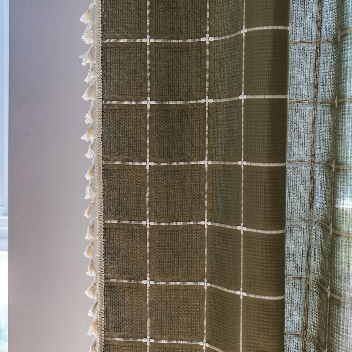 Sunlit Check Fringe Curtain
