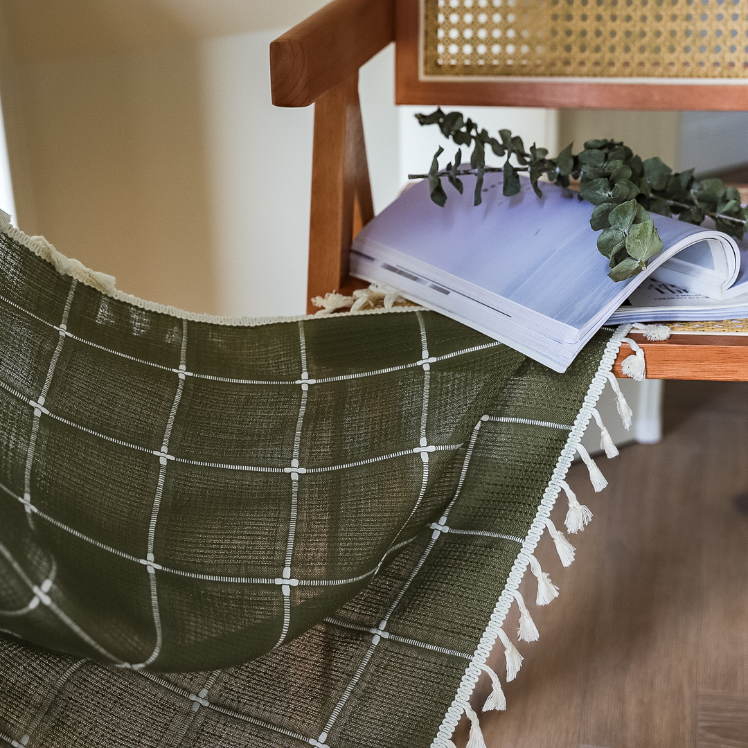 Sunlit Check Fringe Curtain