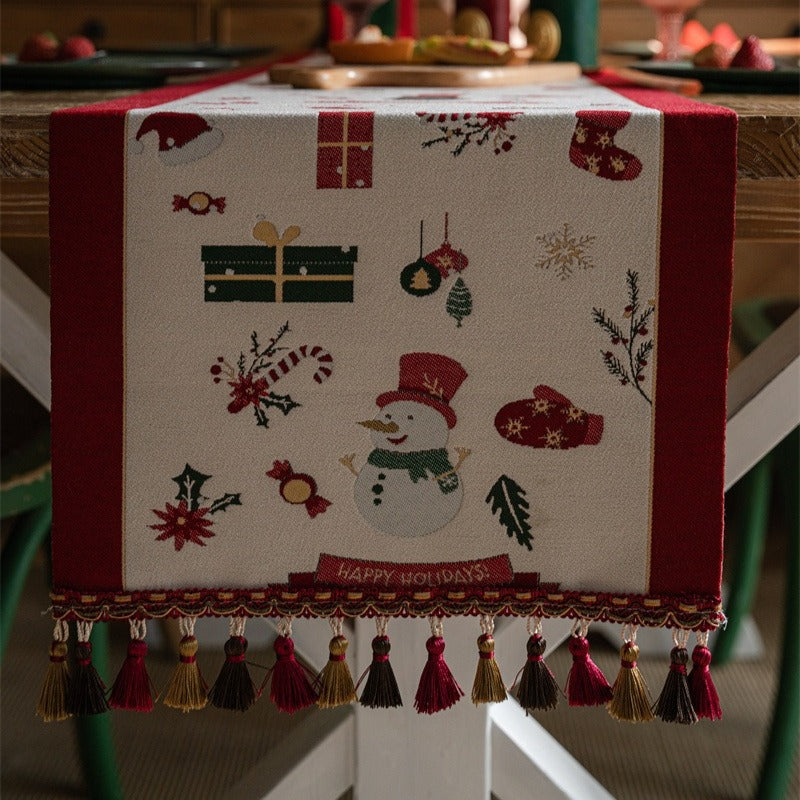 Snowman Tassel Table Runner