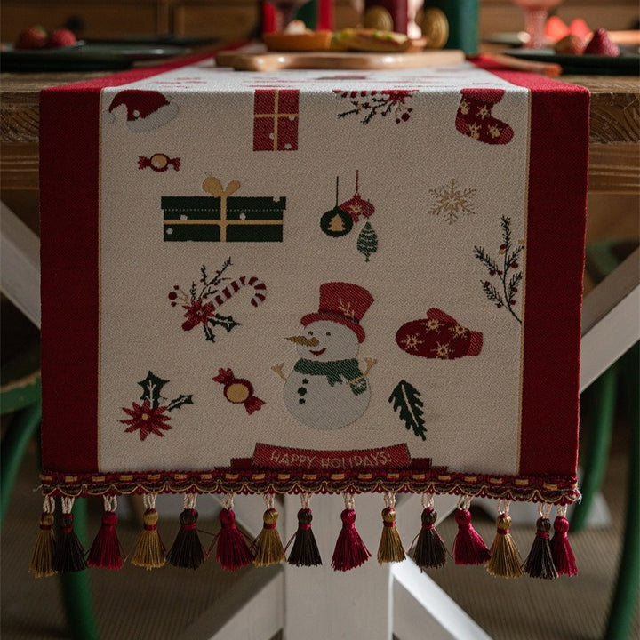 Snowman Tassel Table Runner