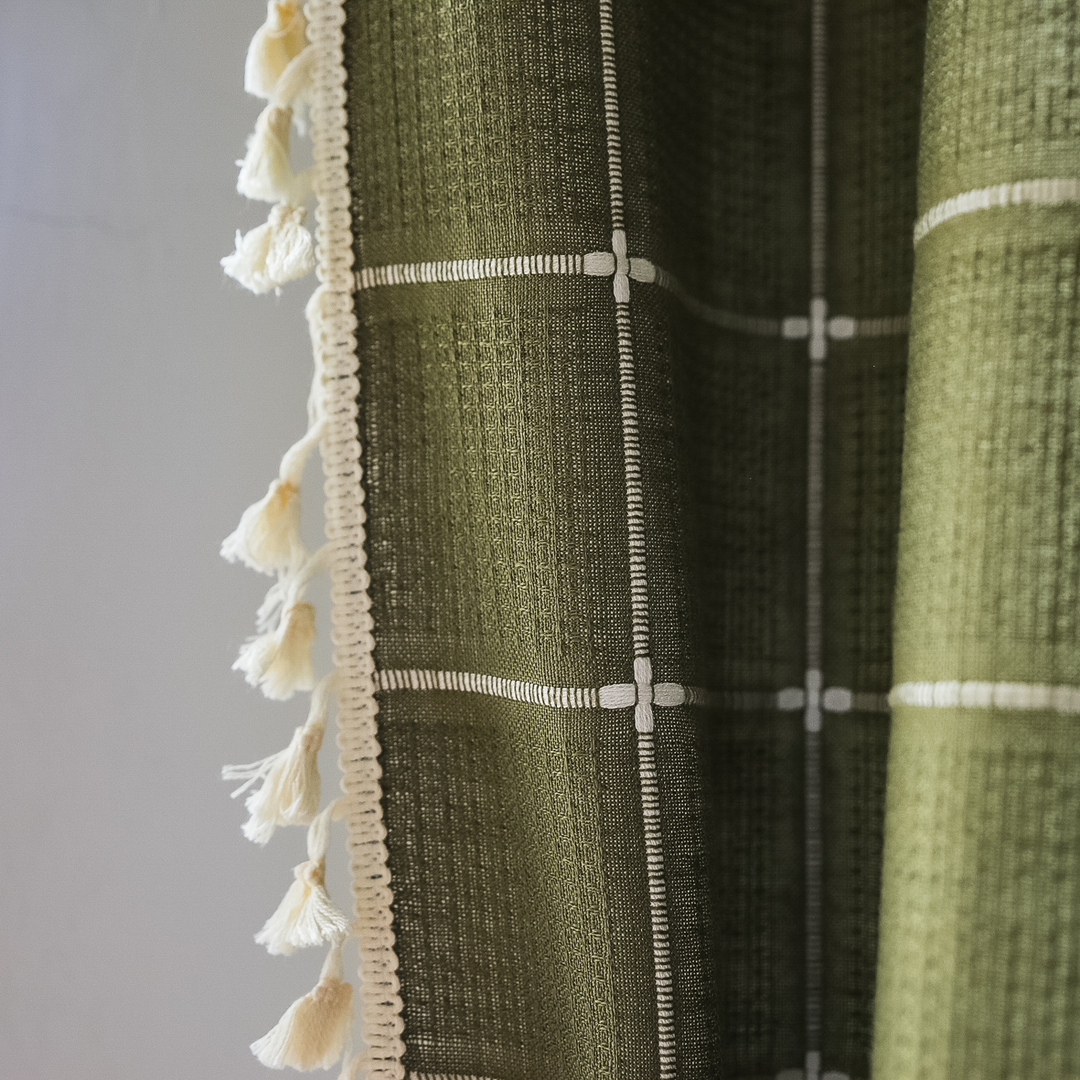 Sunlit Check Fringe Curtain