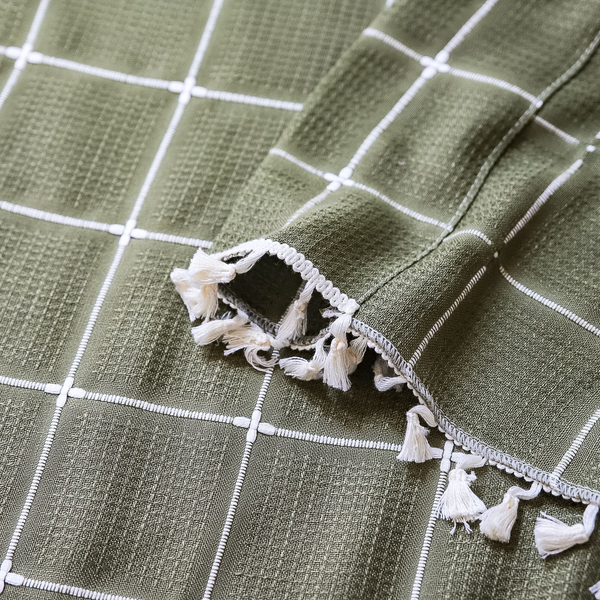 Sunlit Check Fringe Curtain