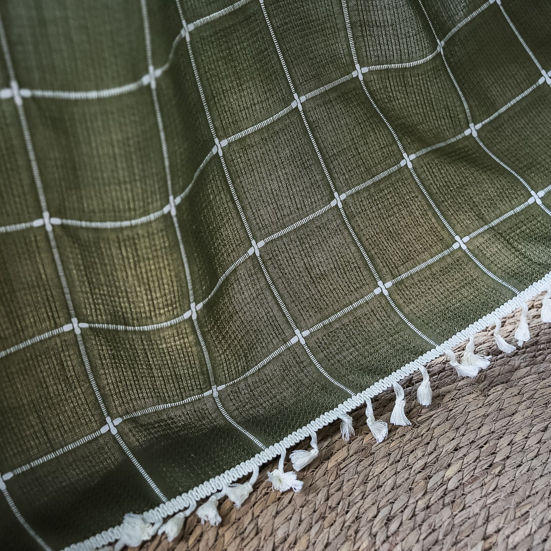 Sunlit Check Fringe Curtain