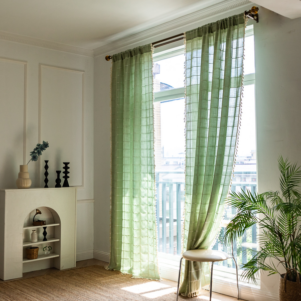 Sunlit Check Fringe Curtain