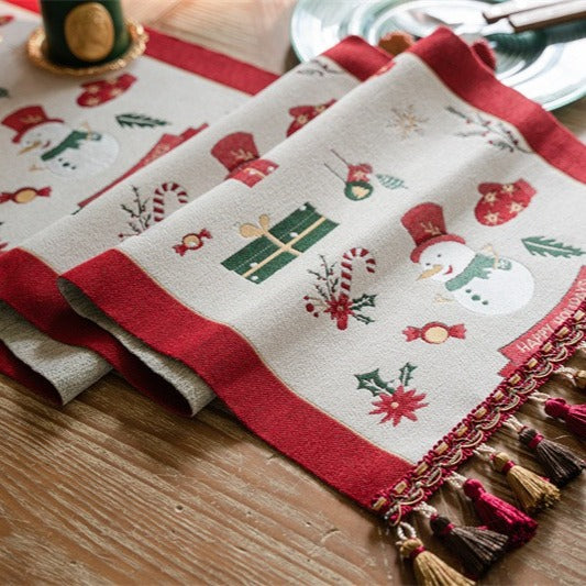 Snowman Tassel Table Runner