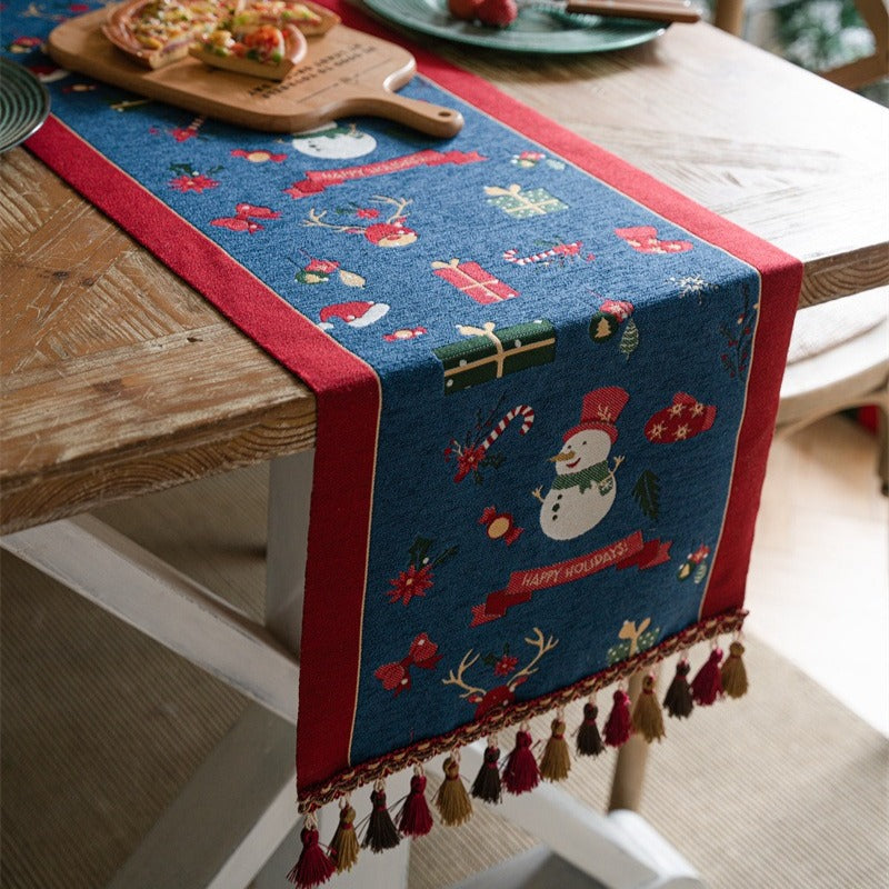 Snowman Tassel Table Runner