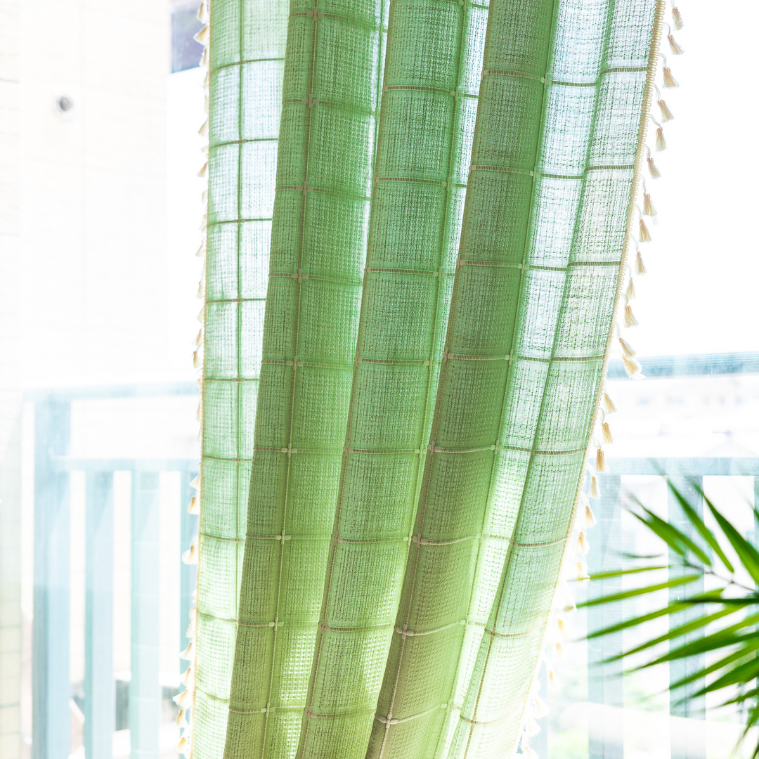 Sunlit Check Fringe Curtain