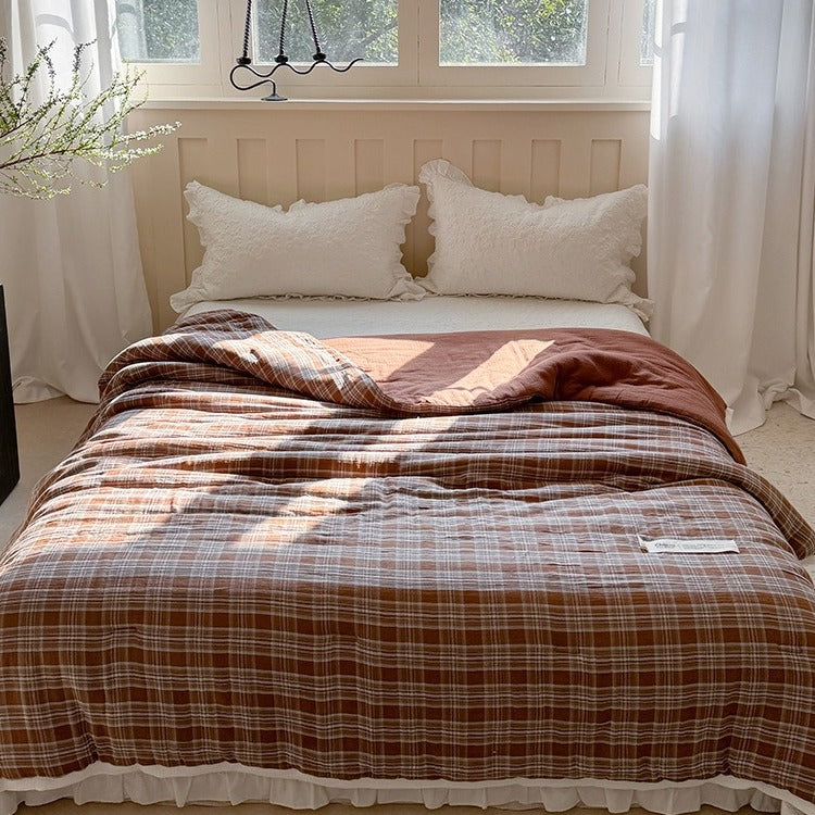 Vintage Tartan Summer Quilted Blanket