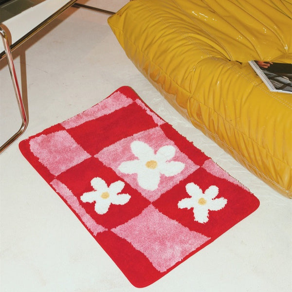 Checkerboard Daisy Bath Mat