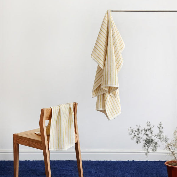 Lemon Yellow Striped Towel Collection