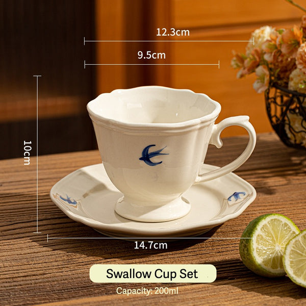 Blue Swallow Tea Cup Set