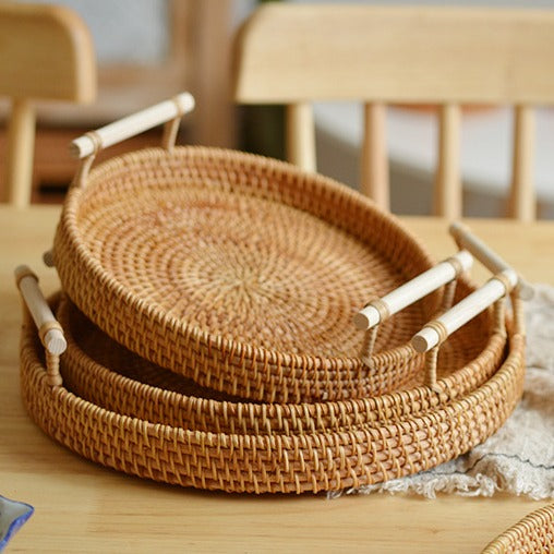 Morning Shore Rattan Tray Set