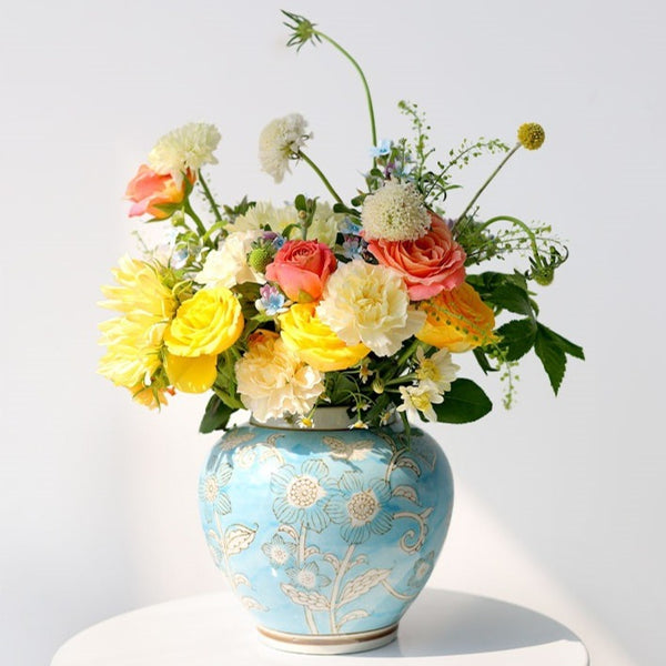 Blue Garden Ceramic Vase