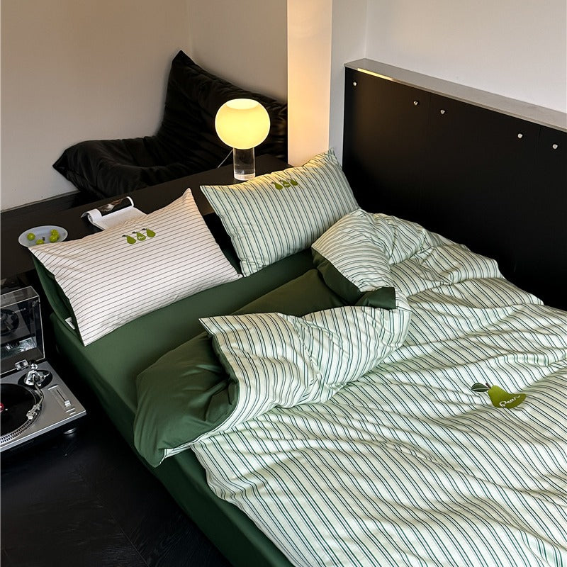 Green Pear Retro Bedding Set