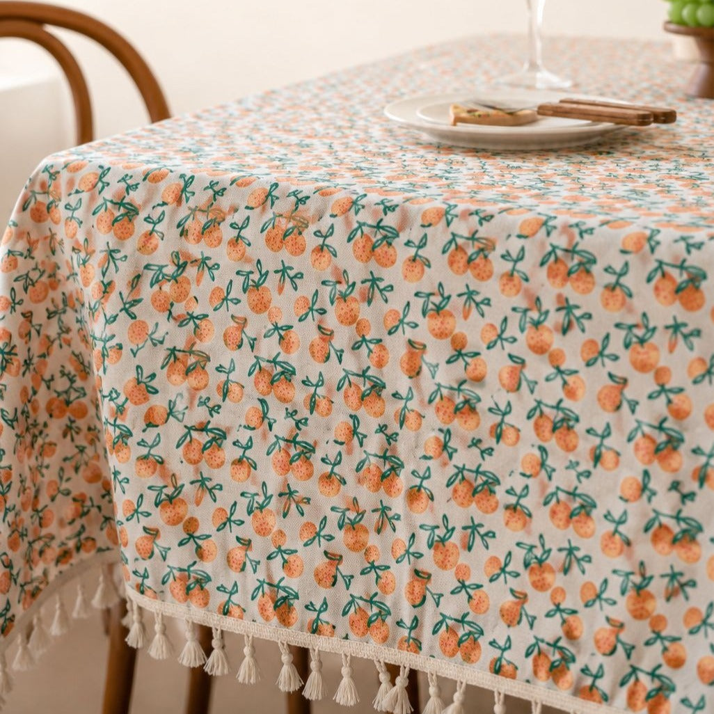 Summer Mandarin Tassel Tablecloth