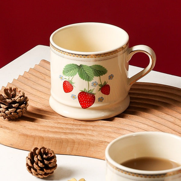 Gold Rim Strawberry Mug