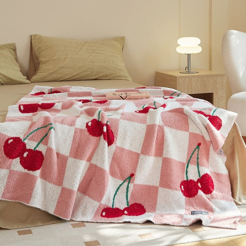 Cherry Picnic Checker Throw