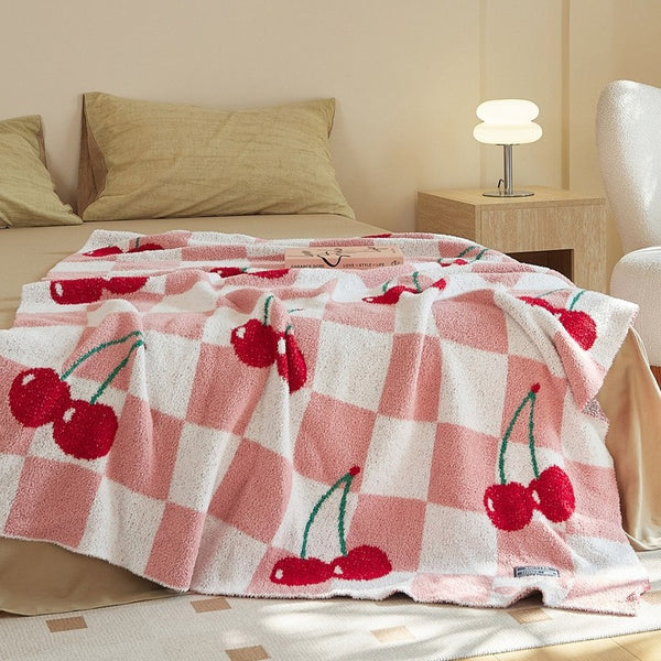 Cherry Picnic Checker Throw