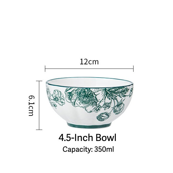 Vintage Green Flora Ceramic Dinnerware Set