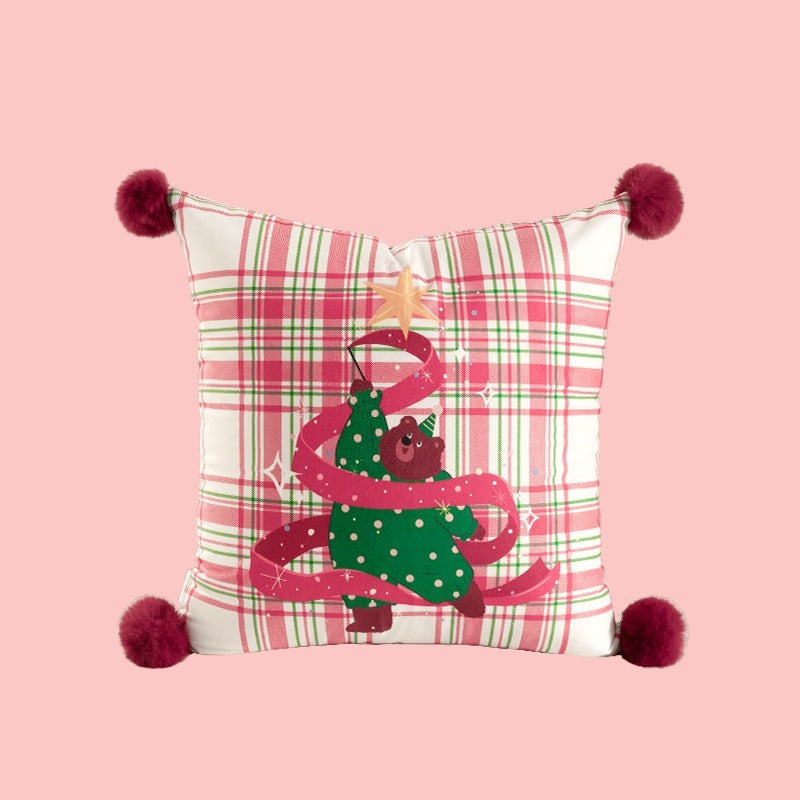 Xmas Pom-Pom Square Cushion