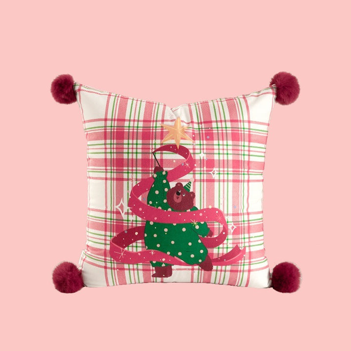 Xmas Pom-Pom Square Cushion