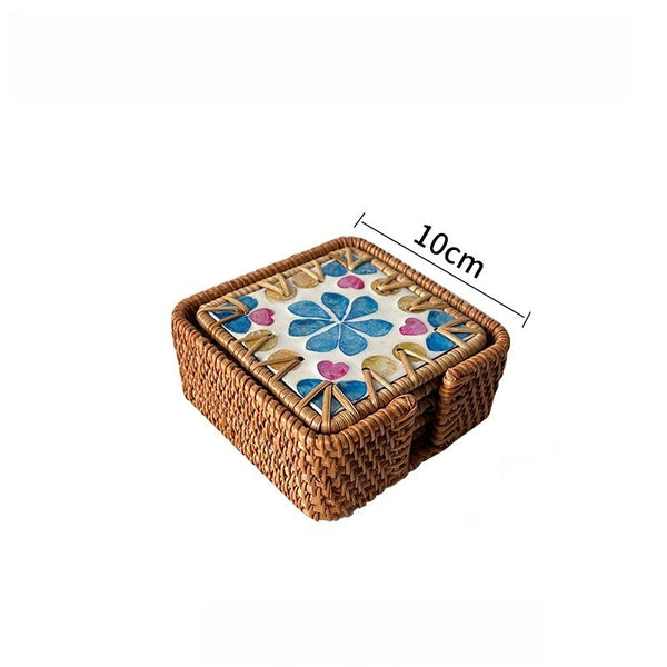 Shell Art Square Coaster Set