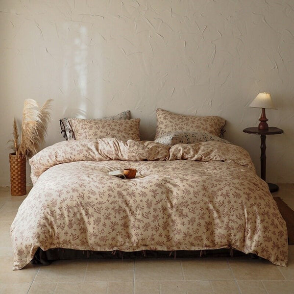 Warm Taupe Ditsy Floral Bedding Set