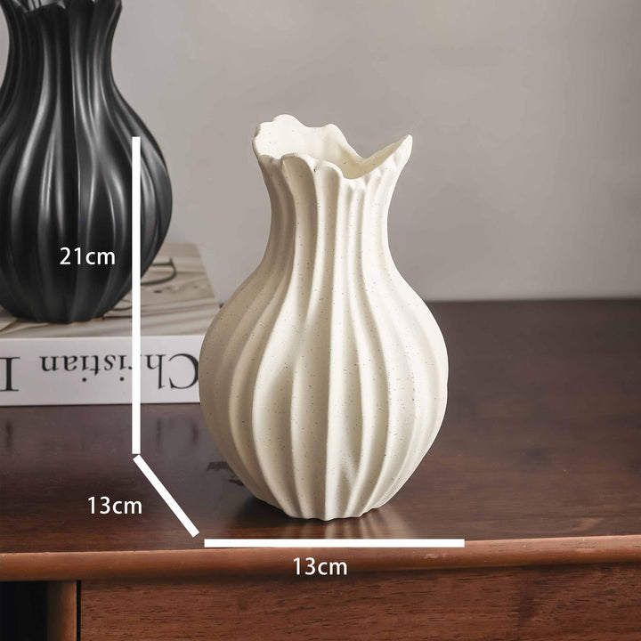 Ruffle Pleat Ceramic Vase