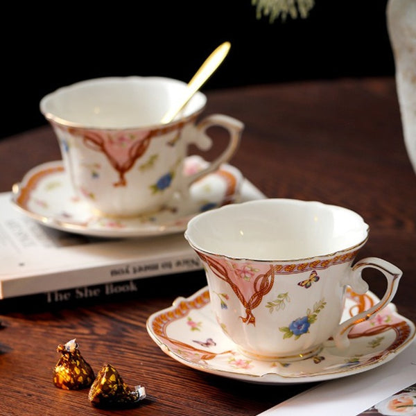 Scalloped Rope Floral Teacup Set