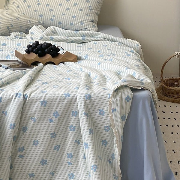 Blueberry Stripe Summer Quilted Blanket