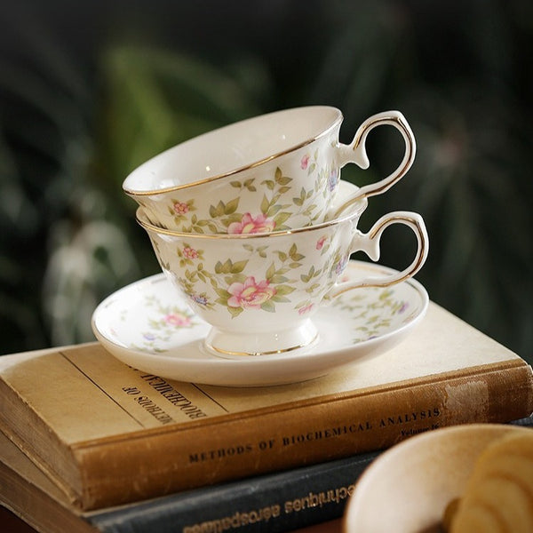 White Rosevine Teacup Set