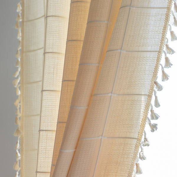 Sunlit Check Fringe Curtain