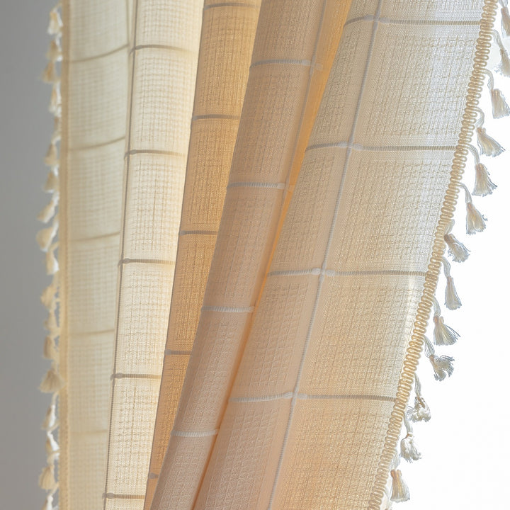 Sunlit Check Fringe Curtain