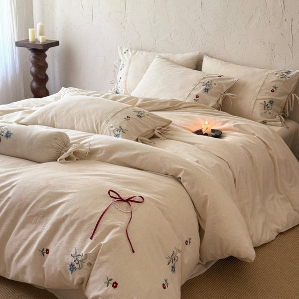 Wildflower Knot Linen Cotton Bedding Set