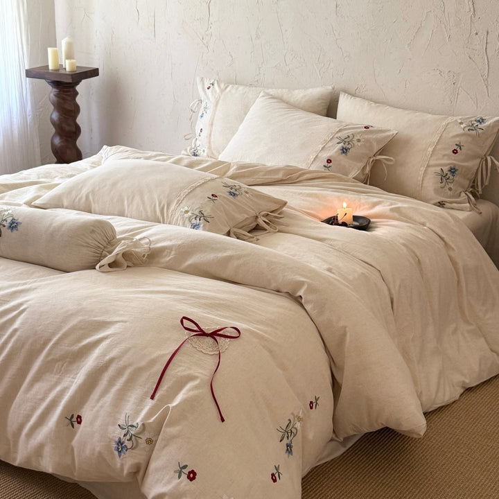 Wildflower Knot Linen Cotton Bedding Set