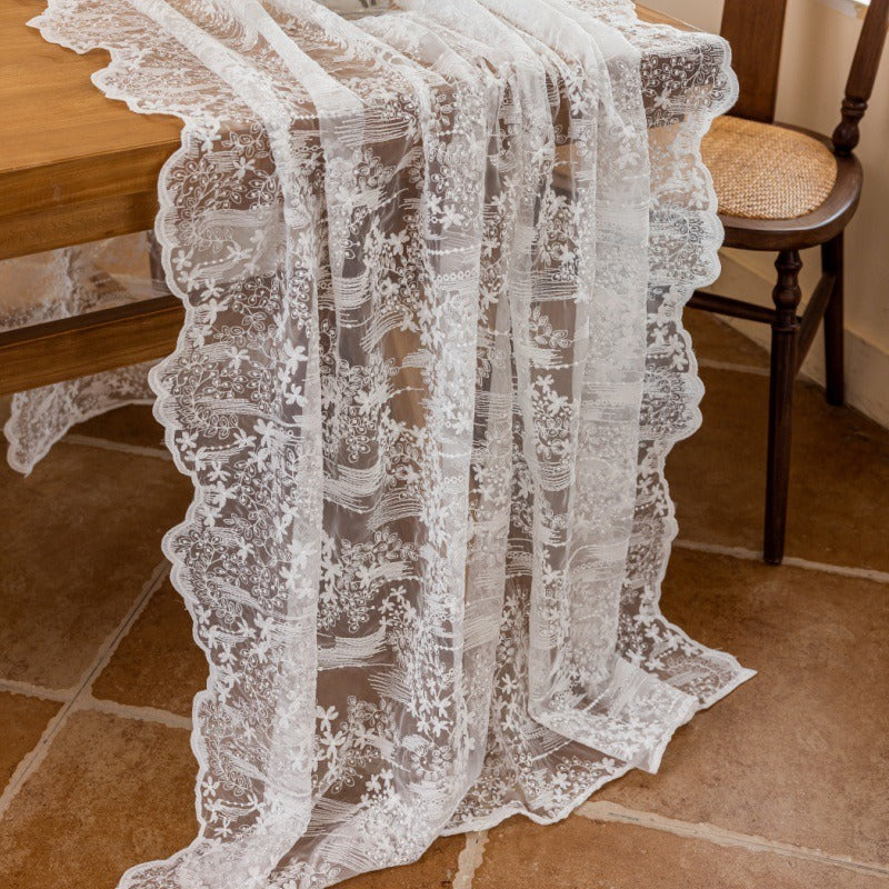 Sheer Lace Floral Tablecloth