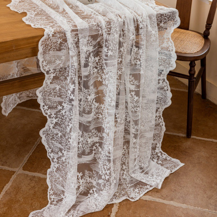 Sheer Lace Floral Tablecloth