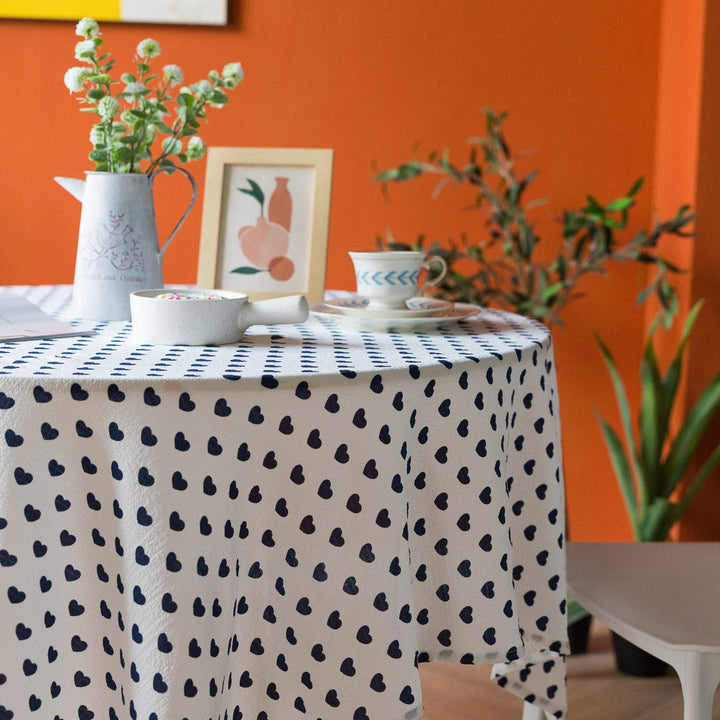 Heart Polka Dots Table Cloth