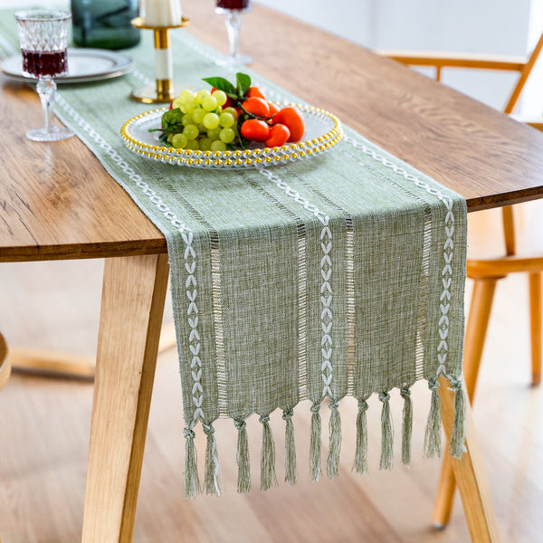 Cloudy Day Tassel Table Runner
