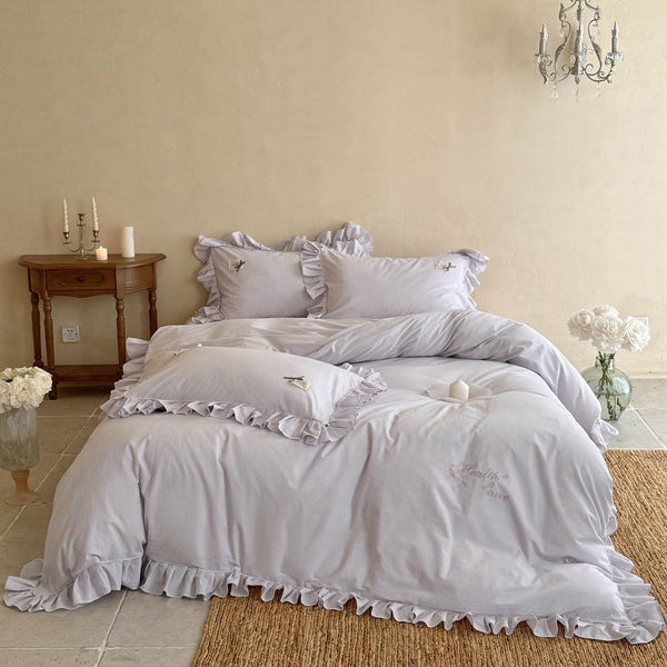 Lavender Ruffle Stripe Bedding Set - FINAL SALE
