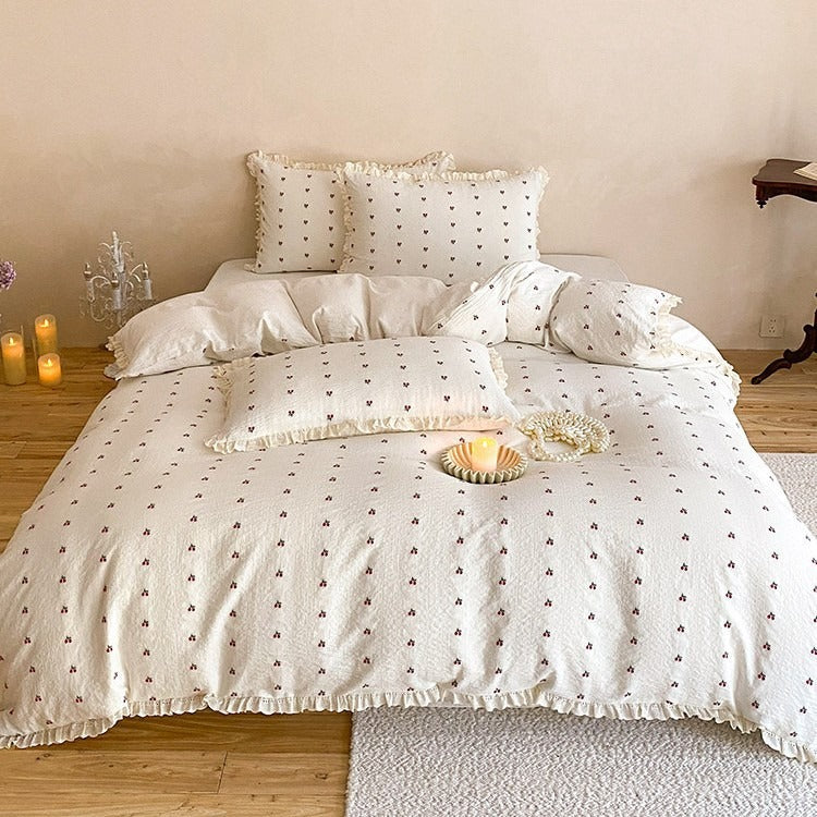 Ditsy Cherry Ruffle Bedding Set