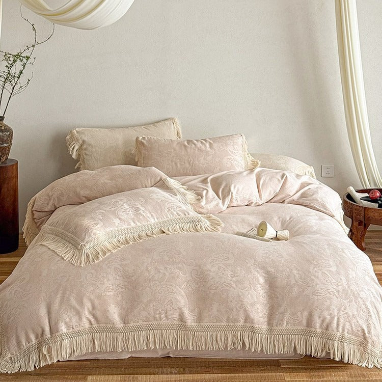 Linen Fringe Bedding Set