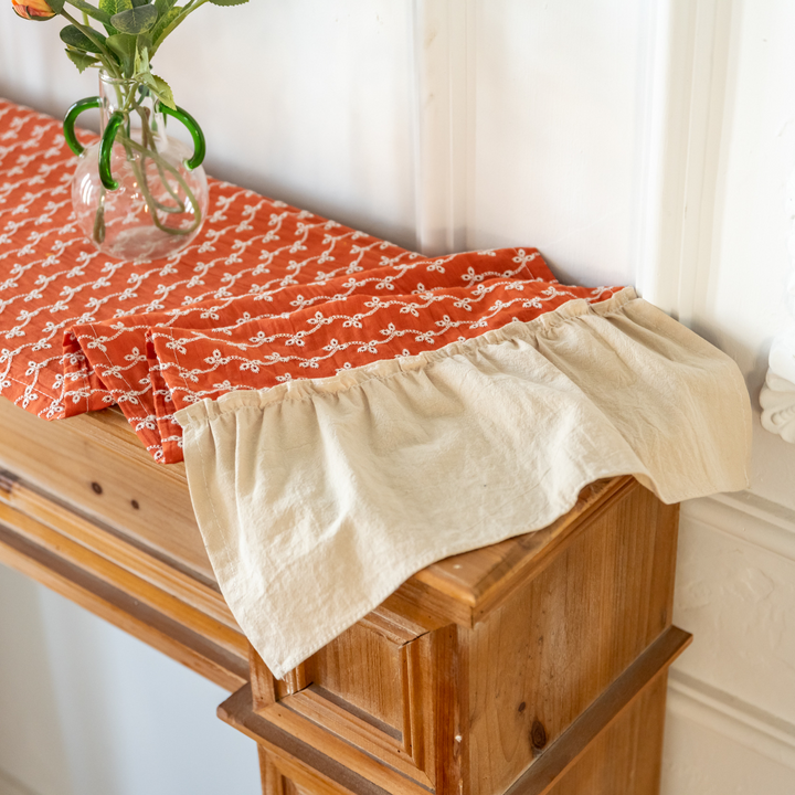 Rustic Ruffle Floral Table Runner