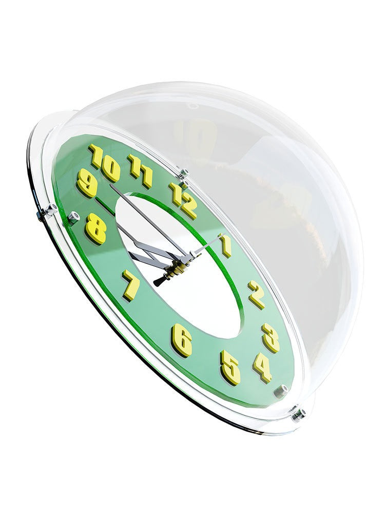 Chrome Green Reflector Clock