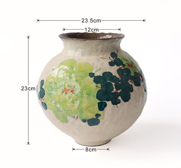 Green Rose Ceramic Vase