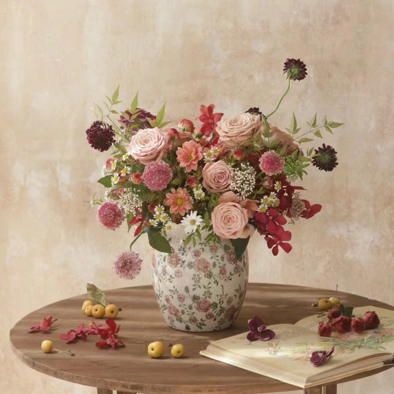 Red Rose Ceramic Vase